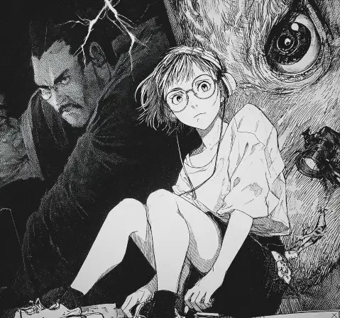 搞笑漫画《快递来了》封面，画着一个人从快递堆里探出头